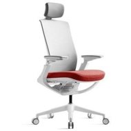 Bestuhl ROLY White with headrest red - Office Chair