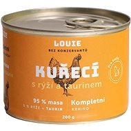 LOUIE Kompl. krmivo pre mačky - kuracie (95 %) s ryžou (5 %) a taurínom 200 g - Konzerva pre mačky