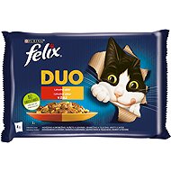 Felix Fantastic DUO chicken and kidneys, beef and poultry, turkey and liver, lamb and veal 4x85g - Cat Food Pouch