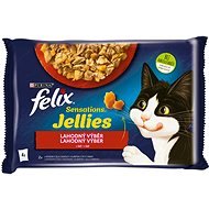 Felix Sensations Jellies s hovädzím a kuraťom v lahodnom želé 4× 85 g - Kapsička pre mačky