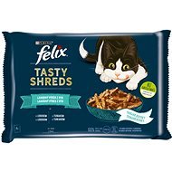 Felix Tasty Shreds s lososom a tuniakom v šťave 4× 80 g - Kapsička pre mačky