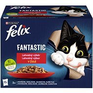 Felix Fantastic s kuraťom, hovädzím, králikom a jahňacím v želé 12× 85 g - Kapsička pre mačky