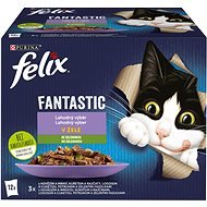 Felix Fantastic Beef with Carrots, Chicken with Tomatoes, Salmon with Zucchini, Trout with Cabbage. - Cat Food Pouch