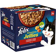 Felix Sensations Jellies pouches for cats, beef, chicken, duck, lamb in jelly 24x85g - Cat Food Pouch