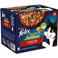 Felix Sensations Jellies hovädzie s paradajkami, kura s mrkvou, kačica, jahňacie v lahodnom želé 24 × 85 g - Kapsička pre mačky