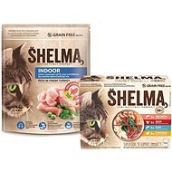 Shelma Indoor grain-free turkey granules 750 g + Shelma grain-free stewed fillets selection of meat  - Cat Kibble