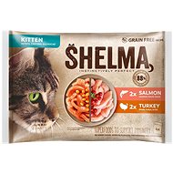 Shelma Kitten Stewed Fillets Salmon and Turkey without Cereal 4 × 85g - Cat Food Pouch