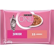 Purina ONE Junior Mini Vials with Salmon and Carrots in Juice 4 × 85g - Cat Food Pouch