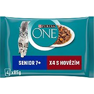 Purina ONE Senior pouches for cats, beef 4x85g - Cat Food Pouch