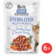 Brit Care Cat Sterilised Fillets in Jelly with Hearty Duck & Tender Turkey 6 × 85 g - Cat Food Pouch