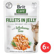 Brit Care Cat Fillets in Jelly with Wholesome Tuna 6 × 85 g - Cat Food Pouch