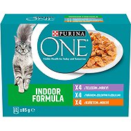 Purina ONE Indoor pouches for cats chicken, tuna, veal in gravy 12x85g - Cat Food Pouch