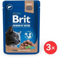 Brit Premium by Nature Cat Pouches Liver for Sterilised 3 × 100 g - Cat Food Pouch