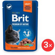 Brit Premium by Nature Cat Pouches Salmon for Sterilised 3 × 100 g - Cat Food Pouch