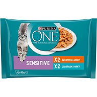 Purina ONE Sensitive pouches for cats, chicken, tuna in juice 4x85g - Cat Food Pouch