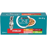 Purina ONE Sterilised pouches for cats, beef, chicken, salmon, turkey in gravy 40x85g - Cat Food Pouch