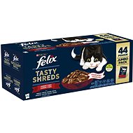 Felix Tasty Shreds pouches for cats, beef, chicken, duck, turkey in gravy 44x80g - Cat Food Pouch