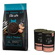 Fitmin cat For Life Adult Fish and Chicken 8 kg + FFL Cat tin Sterilized Salmon 2 × 415 g - Cat Kibble