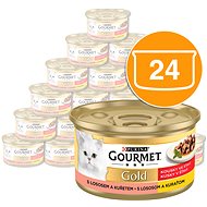 Gourmet gold pieces in juice with salmon and chicken 24 x 85 g - Canned Food for Cats