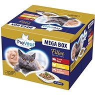 PreVital Mega Box fillets with beef, chicken and salmon in sauce 24 x 85 g - Cat Food Pouch