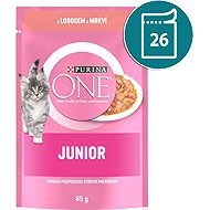 Purina ONE Junior pouches for kittens, salmon in juice 26x85g - Cat Food Pouch