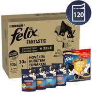 Felix Fantastic multipack lahodný výběr v želé 120 × 85 g + Party Mix Original 200 g - Cat Food Pouch