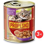 Propesko canned cat food with beef and liver in sauce 3 × 830 g - Canned Food for Cats