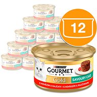 Gourmet Gold Savory Cake Canned Cat Food Beef 12x85g - Canned Food for Cats