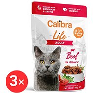 Calibra Cat Life pocket for adult cats with beef in sauce 3 × 85 g - Cat Food Pouch