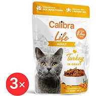 Calibra Cat Life pocket for adult cats with turkey in sauce 3 × 85 g - Cat Food Pouch