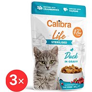 Calibra Cat Life capsule for neutered cats with duck in sauce 3 × 85 g - Cat Food Pouch