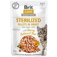 Brit Care Cat Sterilized Fillets in Gravy with Savory Salmon & Tuna 85 g - Cat Food Pouch
