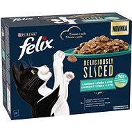 Felix deliciously sliced Tasty Shreds multipack losos, treska a platys v želé 12× 80 g - Kapsička pre mačky