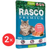 Rasco Premium Sterilized Salmon Capsule with Spirulina 2 × 85 g - Cat Food Pouch