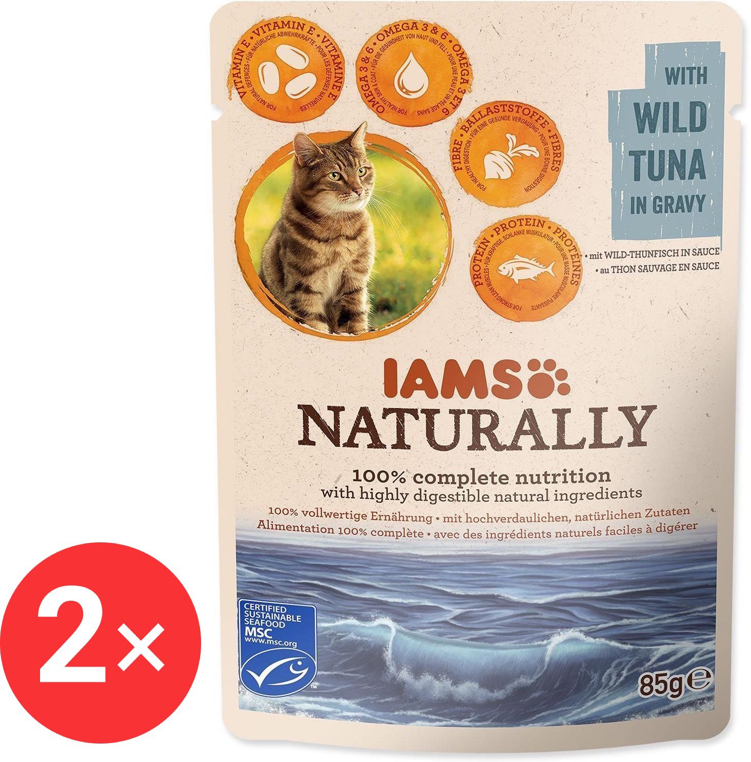IAMS Naturally Capsule tuna in sauce 2 × 85 g - Cat Food Pouch