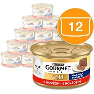 Gourmet Gold canned cat food beef pâté 12x85g - Canned Food for Cats
