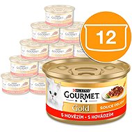 Gourmet Gold Sauce Delight canned cat food beef in sauce 12x85g - Canned Food for Cats