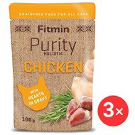 Fitmin Purity Capsule for cats chicken with hearts 3 × 100 g - Cat Food Pouch