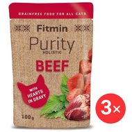 Fitmin Purity Beef heart pouch for cats 3 × 100 g - Cat Food Pouch