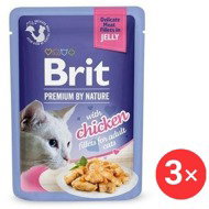 Brit Premium by Nature Cat Delicate Fillets in Jelly with Chicken 3 × 85 g - Cat Food Pouch