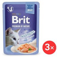 Brit Premium by Nature Cat Delicate Fillets in Jelly with Salmon 3 × 85 g - Cat Food Pouch