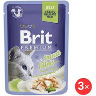 Brit Premium by Nature Cat Delicate Fillets in Jelly with Trout 3 × 85 g - Cat Food Pouch