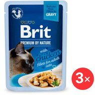Brit Premium by Nature Cat Delicate Fillets in Gravy with Chicken 3 × 85 g - Cat Food Pouch