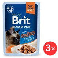 Brit Premium by Nature Cat Delicate Fillets in Gravy with Turkey 3 × 85 g - Cat Food Pouch