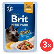Brit Premium by Nature Cat Delicate Fillets in Gravy with Tuna 3 × 85 g - Cat Food Pouch
