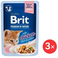 Brit Premium by Nature Cat Delicate Fillets in Gravy with Chicken for Kitten 3 × 85 g - Cat Food Pouch
