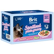 Brit Premium by Nature Cat Delicate Fillets in Gravy Family Plate Sterilised 1020 g (12 × 85 g) - Cat Food Pouch