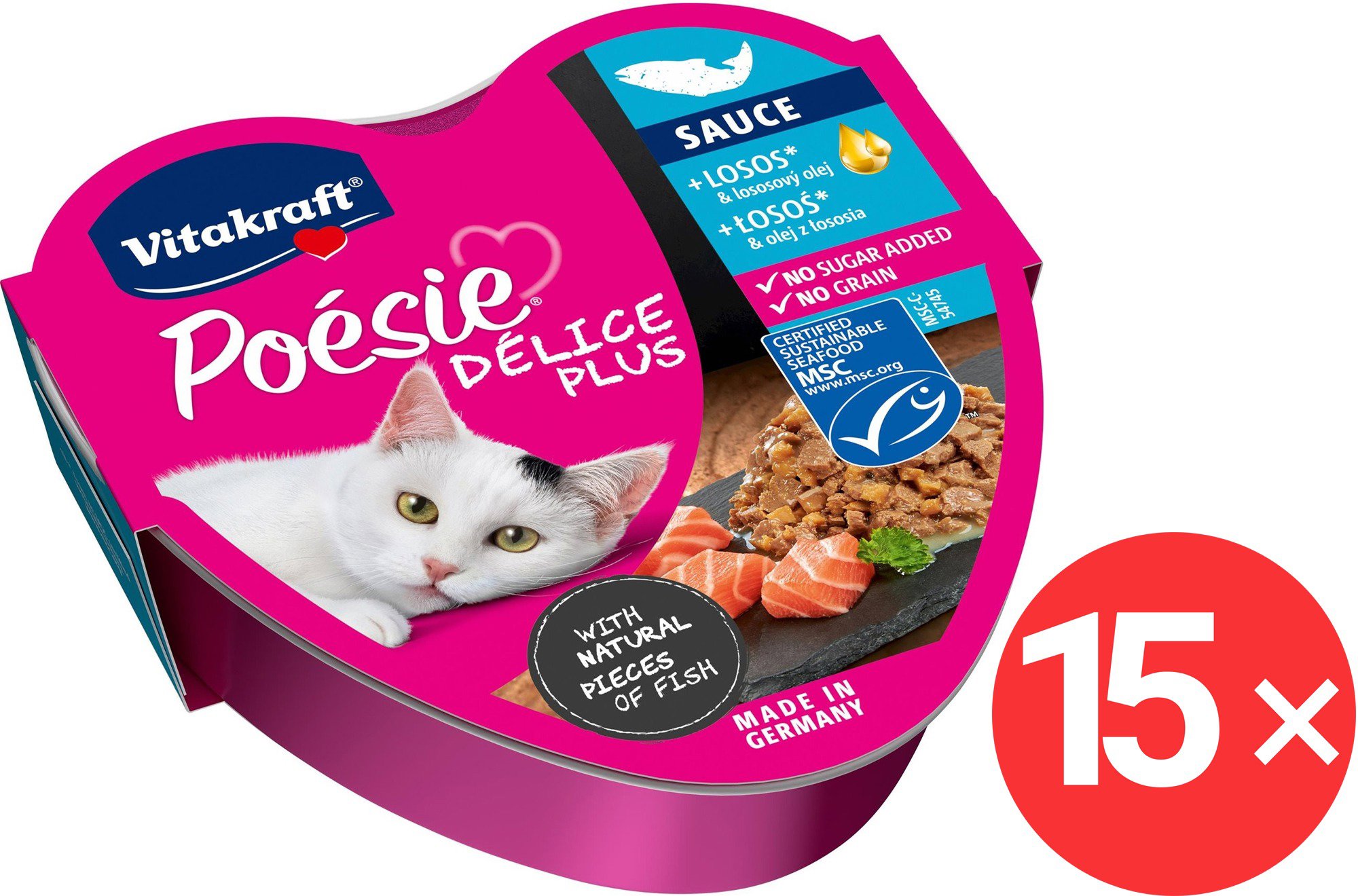 Vitakraft Poésie Délice Plus salmon 15 × 85 g - Cat Pâté