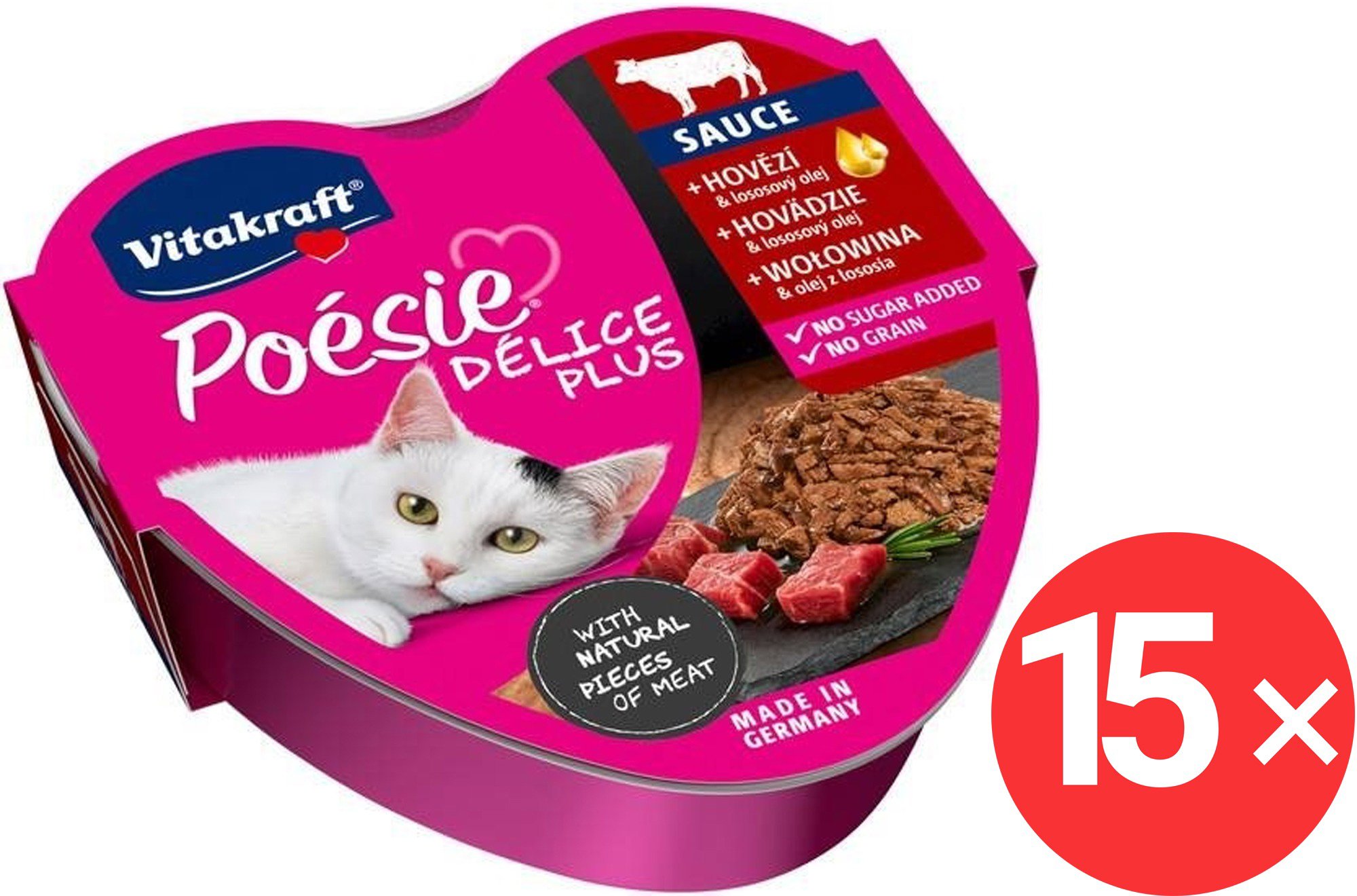 Vitakraft Poésie Délice Plus beef 15 × 85 g - Cat Pâté
