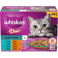 Whiskas 1+ Duo Surf and Turf food for adult cats in jelly 48 × 85 g - Cat Food Pouch